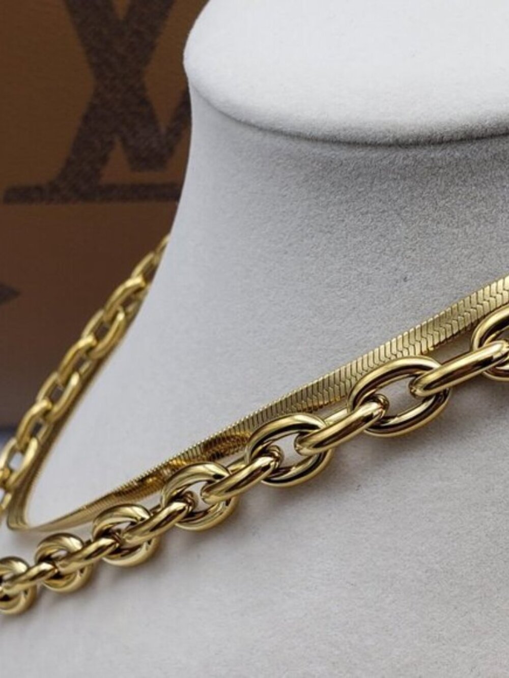 Authentic Louis Vuitton Padlock w/unbranded 18k GoldPlated stainless DoubleChain - Picture 10 of 15